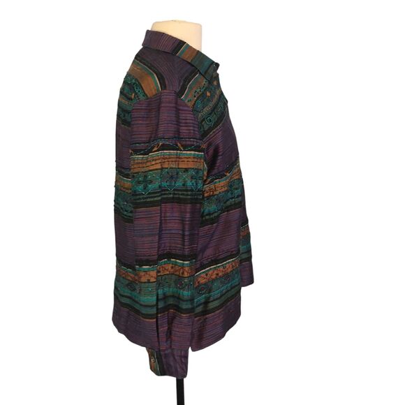 Chico's Design Womens Purple Silk Boho Embroidered‎ Beaded Top, Blazer, Jacket 1 - Picture 7 of 9